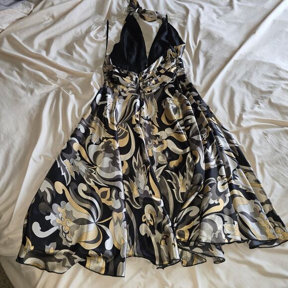 FAUST Paris Designer Geometric Halter Midi Dress Satin Size XS/S Satin EUC - Picture 6 of 9